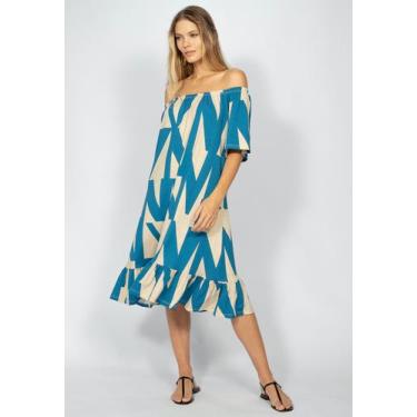 Imagem de Vestido Curto Yanomami Malha Amazonia Vital Mullet Ombro a Ombro Amplo