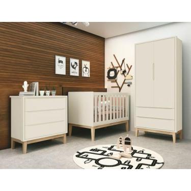 Imagem de Jogo de Quarto para Bebê Completo 2 Portas Classic New Areia Fosco com