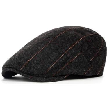 Imagem de Xinveen Chapéus masculinos de jornaleiro de inverno Ivy Gatsby boné de taxista irlandês Ivy Driving Hunting Hat, Preto, Tamanho �nica