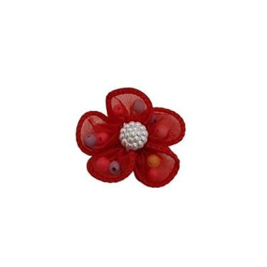 Imagem de Aplique flor organza com bolinhas coloridas - Comercial Apetrechos, Ve