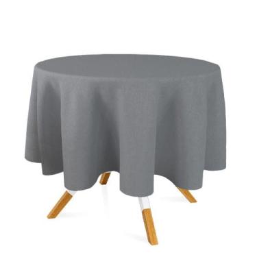 Imagem de Toalha de Mesa Redonda em Tecido Jacquard Prata e Preto Liso Tradicion