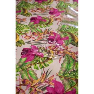 Imagem de Tecido Impermeável Acqua Linea Hibiscus Rosa Fundo Bege - 1,40m de Lar
