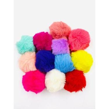 Imagem de Kit 12 Chaveiros De Pompom Pelúcia Peludo Macio P/ Bolsa - oem, Fúcsia