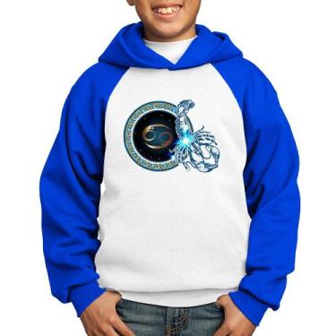 Imagem de Moletom Infantil Signo Câncer Astrologia - Foca na Moda, Branco, Azul,