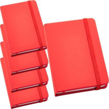 Imagem de Kit 5x Caderneta de Anotações 9x14cm 80 Fls Sem Pauta Vermelho - TopGe