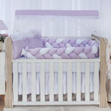 Imagem de Kit enxoval para berço bebê diva lilas modelo de trança menina luxo - 