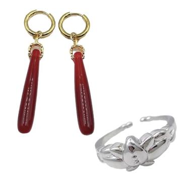 Imagem de DJMANMENGG 2 peças de brincos Frieren Anime Frieren Beyond Journey's End cosplay brincos e anel acessórios de joias, Zinco, Sem pedra preciosa