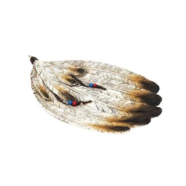 Imagem de Prato de penas – Design de penas nativo americano do sudoeste – Bandeja decorativa versátil para peça central, joias, bugigangas, moedas ou lanches – Detalhe boho rústico para decoração de casa
