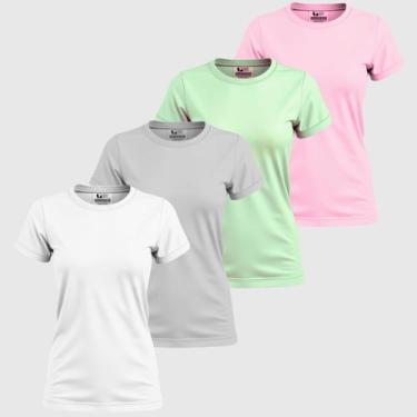 Imagem de Kit 4 Camisa Camiseta Feminina Algodão Blusinhas Elegantes Basica Lisa