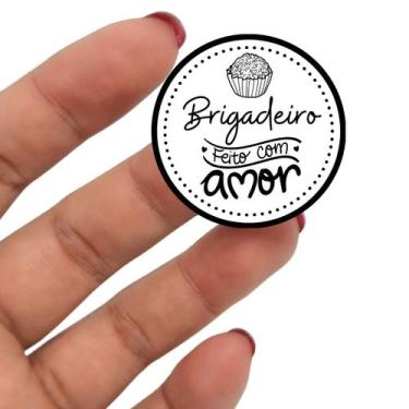 Imagem de 250 Adesivos  Etiqueta Brigadeiro Feito Com Amor  Redondo 3 Cm - 4Food