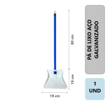 Imagem de 1 Unidade Pá De Lixo Multiuso Metal Aço Galvanizado Com Cabo Longo Ref