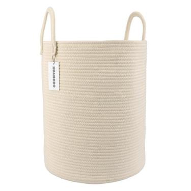 Imagem de Cesto de Roupa Suja XUANGUO - Trançado em Corda de Algodão Bege