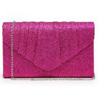 Imagem de Bolsa de noite Dasein Glistening Pleated Clutch Bolsa Fuchsia