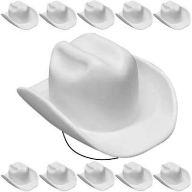 Imagem de 10 Chapéus Cowboy Vaqueiro Adulto e Infantil Festa Fantasia Branco - T