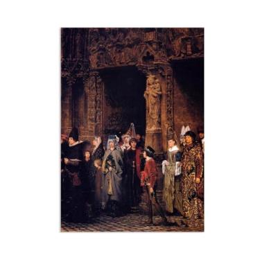 Imagem de Pôster deixando a igreja no século XV por Lawrence Alma Tadema Prints, reprodução de pintura a óleo, impressão giclée em tela, arte de parede pronta para pendurar para decoração de quarto de casa. 55