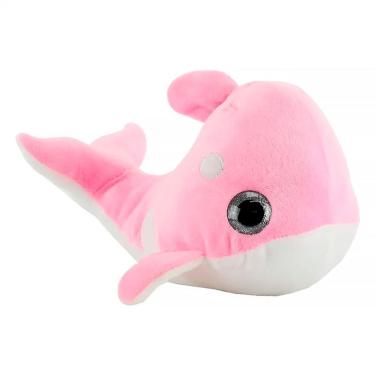Imagem de Pelúcia de Baleia Fofa com Olhos Brilhantes Cor Rosa 22cm R3312 - BBR Toys