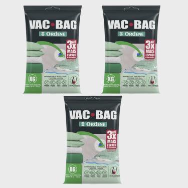 Imagem de Kit 3 Sacos á Vácuo Protetor De Roupas Vac Bag Extra Grande 80x100 Ordene