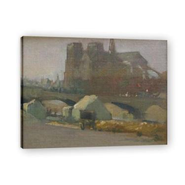 Imagem de LKXGRRSFG Impressões em tela tonalista Notre Dame de Paris Xavier Timoteo Martínez - Arte de parede de paisagem da Califórnia e decoração de casa 39,9 x 52 cm