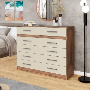Imagem de Cômoda 10 Gavetas Alexia Yescasa Castanho/OffWhite