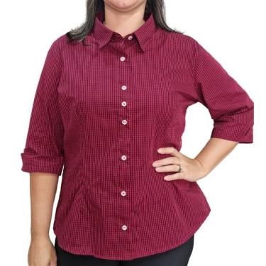 Imagem de Camisa Xadrez 782 Feminina Manga 3/4 Algodão 100%