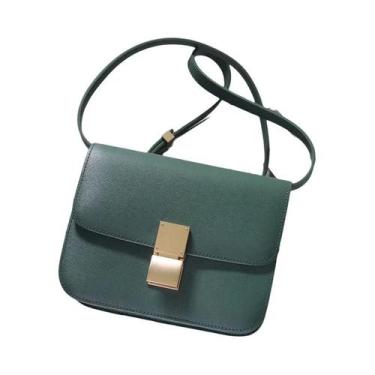 Imagem de Bolsa Feminina Luxuosa de Couro Genuíno - Crossbody Quadrada, 20cm Méd