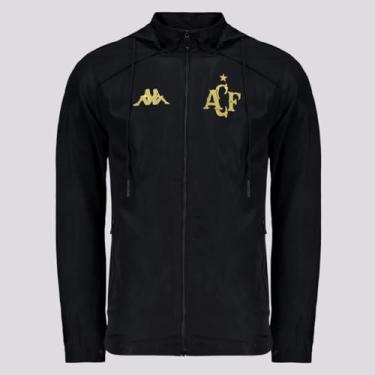 Imagem de Jaqueta Kappa Corta Vento Chapecoense Preta e Dourada