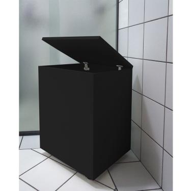 Imagem de Cesto De Roupas Baú Roupeiro Tulha Com Rodízios Preto