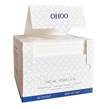 Imagem de Toalhas de rosto descartáveis 25 x 30 cm, removedor de maquiagem e toalhetes secos macios e grossos, lenços faciais GG, 50 unidades