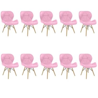 Imagem de Cadeira Estofada Eiffel Slim Wood Pés de Madeira (10, Rosa, 10)