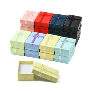 Imagem de Airssory 24 peças, 8 cores, 8 cores, caixas de presente retangulares de papel de 8 x 2,1 polegadas com laço de papelão, caixa de presente, pequena caixa de presente de joias a granel para embalagem de