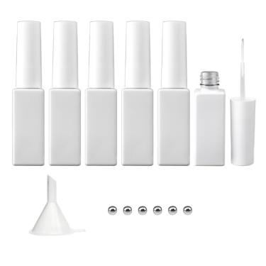 Imagem de Agidea Delineador Em Gel Para Unhas Artísticas, Frascos Vazios, Branco, 7Ml, Pacote Com 6 Esmaltes Blooming, Pincel E Bolas De Mistura, Funis Decoração Diy