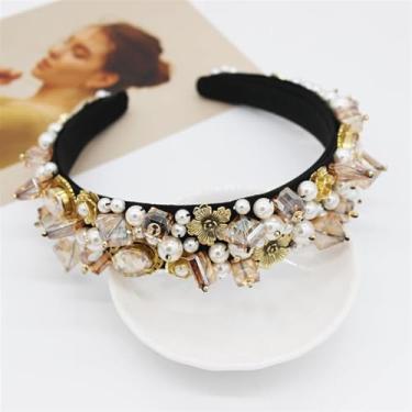 Imagem de Barroco Persolity Wild Headbd Crystal Pearls Headbd Passarela Dae Party Luxo Wild Iron Flower Multicolor Hair Hoops Beaded Headbd