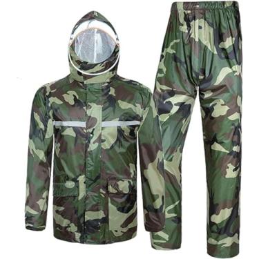 Imagem de Conjunto De Calças De Casaco Impermeável Com Zíper Completo Camuflagem Para Acampamento Caminhadas Ao Ar Livre Casaco Unissex Ideal Para Brincar Ao Ar Livre, Green, 3XL