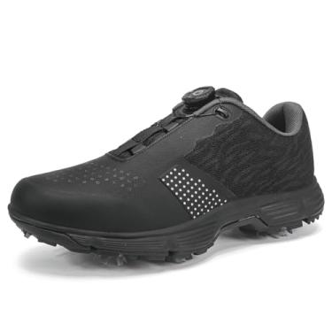 Imagem de ZHENSI Sapatos de golfe profissionais para homem com pregos, malha antiderrapante, sapatilhas informais para exteriores, Preto, 41 EU