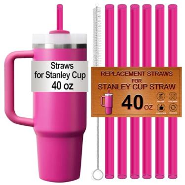 Imagem de Pacote com 6 canudos para Stanley Cup 1,134 g, canudo de substituição para Stanley 1,134 g, acessórios de copo, reutilizáveis, laváveis na lava-louças, seguro para alimentos, livre de BPA, feito de