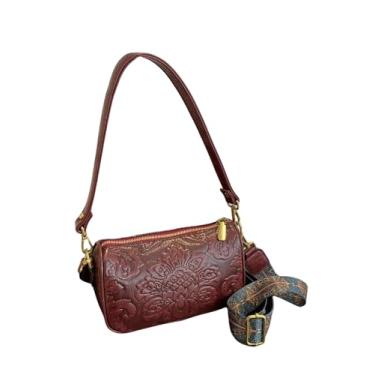 Imagem de QWINEE Bolsa feminina ocidental floral bolsa tiracolo de couro com zíper bolsa vintage Hobo quadrada, Borgonha, One Size, Macio