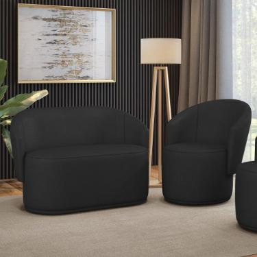 Imagem de Sofá Namoradeira e Poltrona Orgânica para Sala Malu Sintético M11 - D'