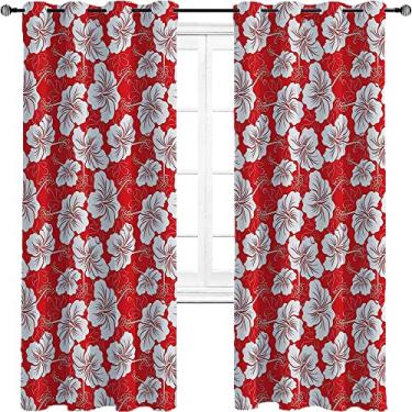 Imagem de Cortinas blackout Havaí para quarto - Cortinas escurecidas com isolamento térmico com ilhós para sala de estar, três camadas trançadas anel de redução de ruído cortina de sombra, L 213 x C 272 cm,