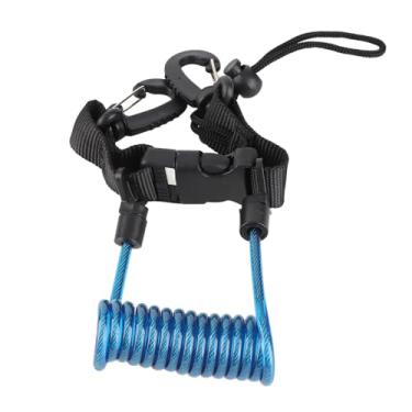 Imagem de Mergulho Lanyard Professional Loss Proof Quick Release Coil Lanyard para AR15 M4 Handle Fittings Mergulho subaquático Freediving Snorkeling Steel Wire Plastic Canvas (Azul)