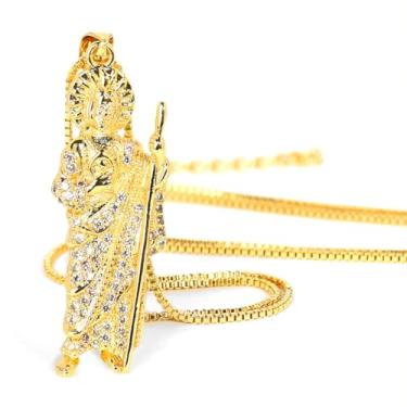 Imagem de BeTime Colar San Judas Tadeo para homens: Joias com pingente delicado banhado a ouro 18K para homens presentes