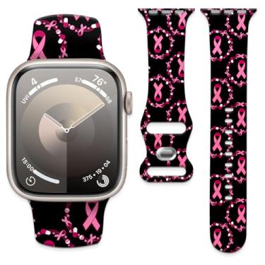 Imagem de Pulseira de relógio compatível com Apple Watch de 38 mm, 40 mm, 41 mm e 42 mm, pulseira de substituição com fecho clássico para Apple Watch Series SE 10, 9, 8, 7, 6 5, Utral (fundo rosa)