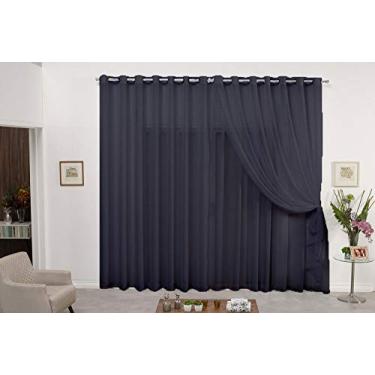 Imagem de Cortina De Varão Voil Duplo Preto 4,00x2,30 Sala Quarto