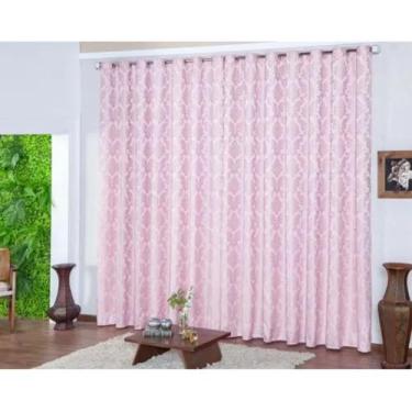 Imagem de Cortina Jacquard medalhão cor rosa BB largura 3.00 MTS x 2.60 altura -
