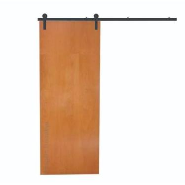 Imagem de Kit Porta de Correr Verniz Lisa com Trilho Preto Mapaf, 210X70 CM