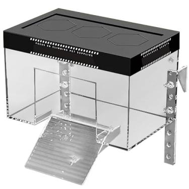 Imagem de YXQ Plataforma de pesca de tartaruga, 25 x 15,7 x 15,7 cm, habitat de topo suspenso com tampa, grande acima do tanque, cercado de aquário para tartarugas terrestres, terraços, deslizadores de orelhas