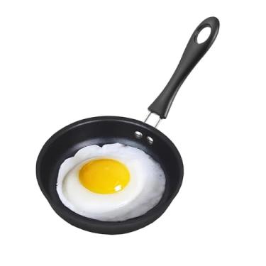 Imagem de Frigideira antiaderente de 12 cm para um ovo, frigideira pequena redonda fácil de limpar com alça ergonômica, panela antiaderente resistente ao calor de aço inoxidável para panquecas de ovos