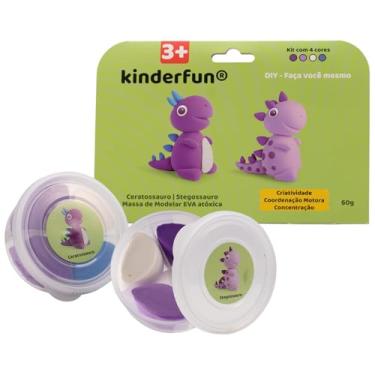 Imagem de Massa De Modelar EVA - Kit Panda E Pinguim - Brinquedo Educacional e Sensorial 60g - Com manual e passo a passo para moldar os personagens. (Ceratossauro e Stegossauro)