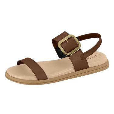 Imagem de Sandália Beira Rio Conforto Feminina Rasteira Versátil, Marrom, 36