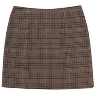 Imagem de Conjunto De Blazer Xadrez Trespassado Peil Skirt 2 Peças Saia Terno Feminino De Escritório Feminino Blazer Terno, Skirts, L