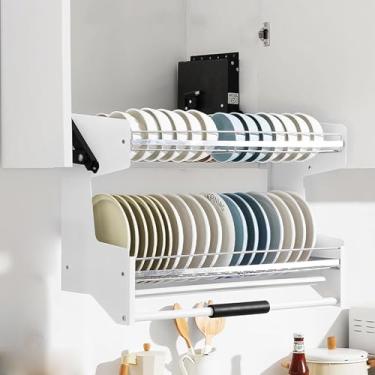 Imagem de Prateleira De Cozinha De Metal Retrátil, Organizador De Pratos Pesados Para Economia De Espaço, Cesta De Elevação De Prateleira De Cozinha, Prateleira De Cozinha Retrátil Cega (tamanho: 26"